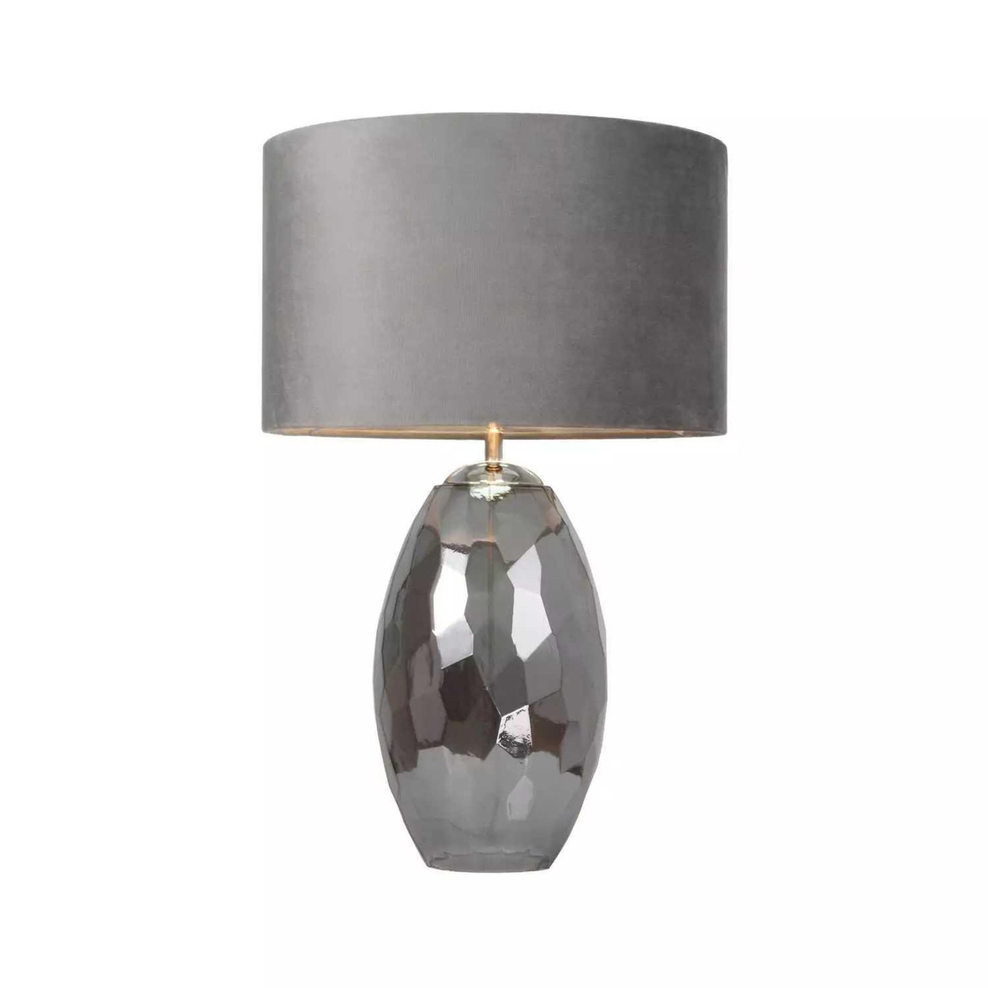 RRP £80 Boxed Cecile Table Light By Debenhams With Silver Fabric Shade