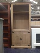 RRP £145 Beautiful Pine Display Cabinet With Bottom Cupboard And Display Shelf