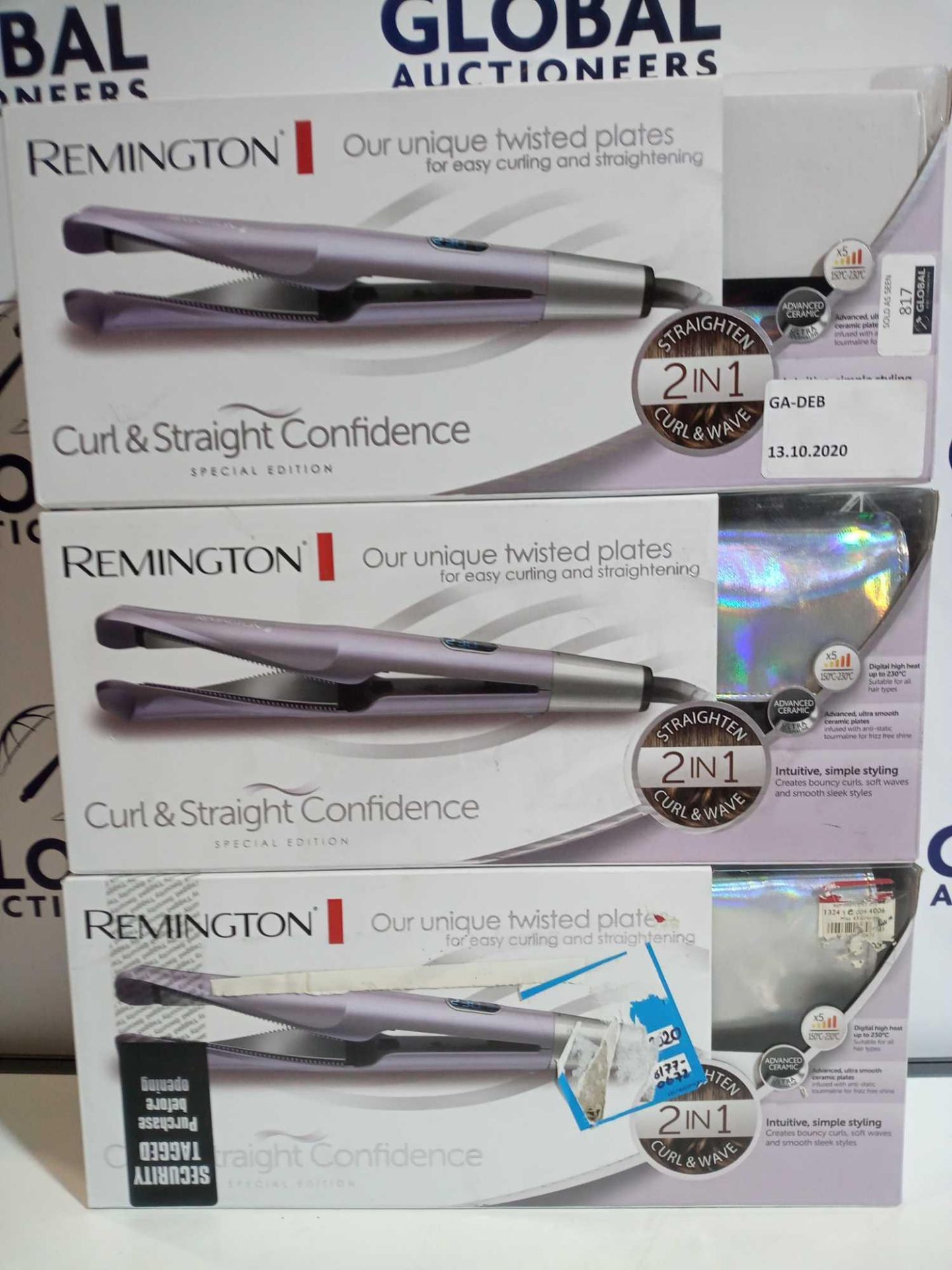 RRP £100 Each Lot To Contain 3 Boxed Remington Tint Curl And Straight Confidence Special Edition Hai