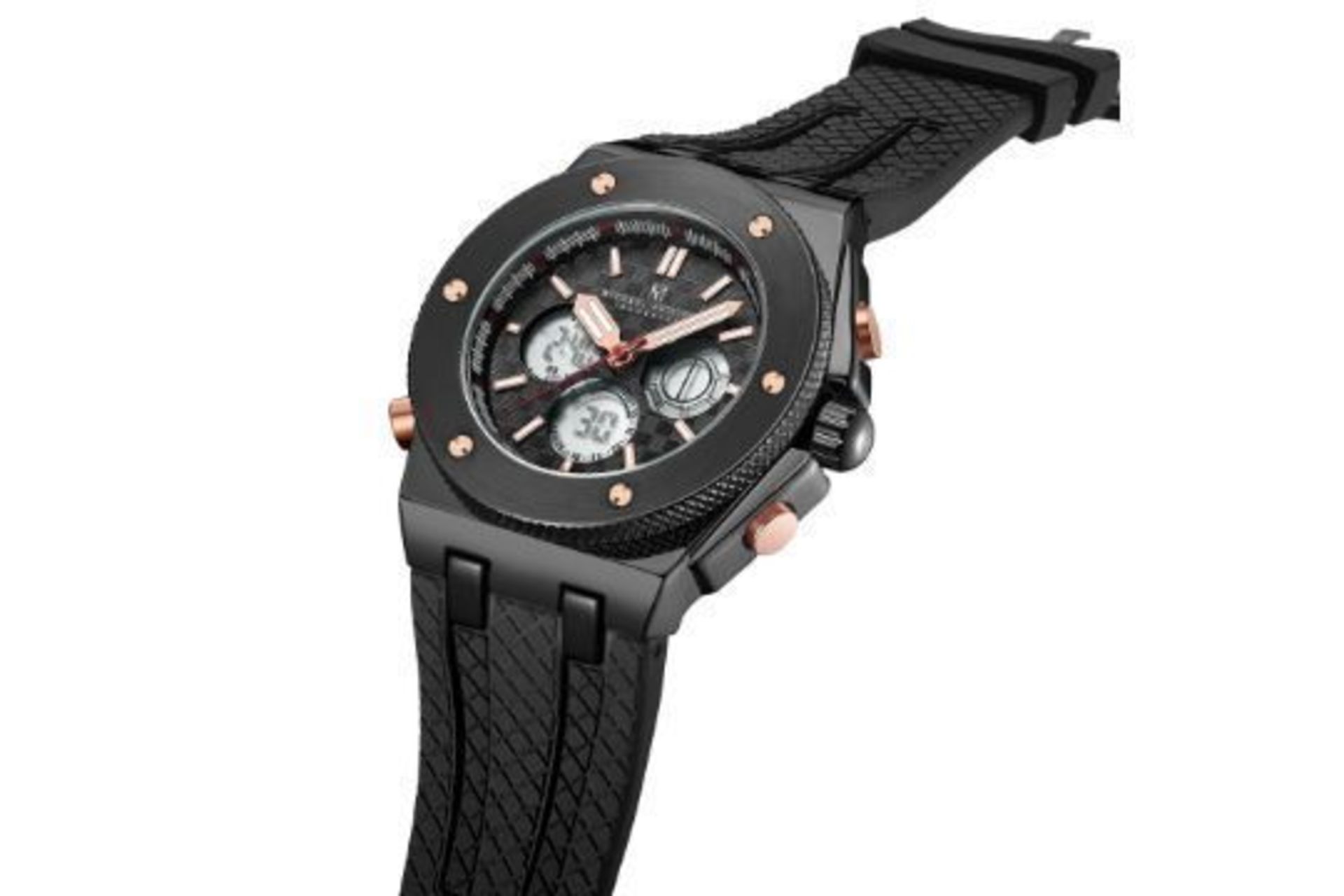 RRP £200 Michael Philippe Innovator Watch. Musk Rose Dial, Digital And Analog, Strap Width 24Mm,