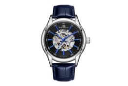 RRP £550 Mens Henry Bridges Infinity Blue Watch, Leather Strap