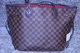 RRP £1,500 Louis Vuitton Neverfull Shoulder Bag, Brown Coated Camvas (Dramier Ebene), Brown