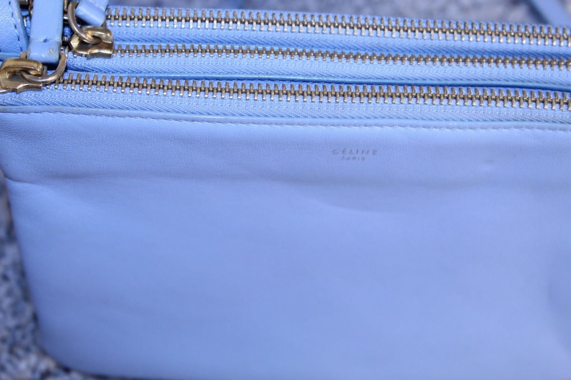 RRP £890 Celine Small Shoulder Bag, Blue Small Grained Claf Leather With Blue Leater Handles. - Image 2 of 4