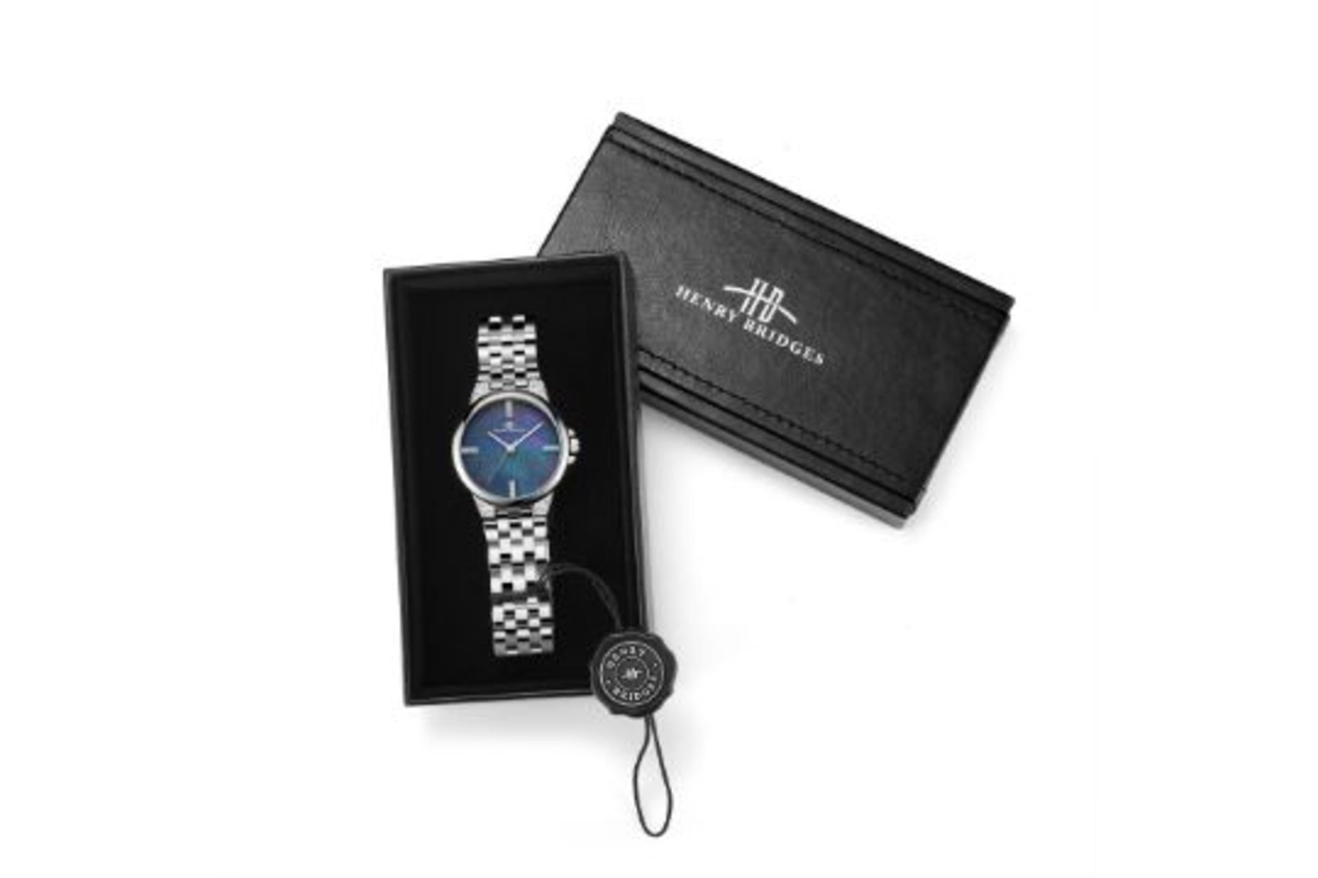 RRP £385 Ladies Henry Bridges Harrington Steel Blue Watch With Alloy Strap - Image 3 of 3