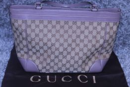 RRP £1200 Gucci Mayfair Tote Shoulder Bag In Beige/Brown Monogrammed Canvas Condition Rating Aa (