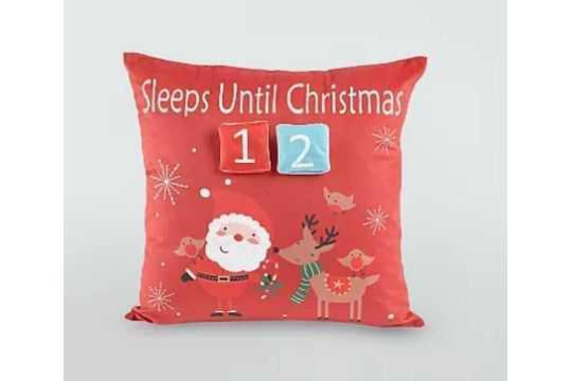 RRP £85 Box To Contain 12 Bagged Brand New Red Christmas Countdown Cushions