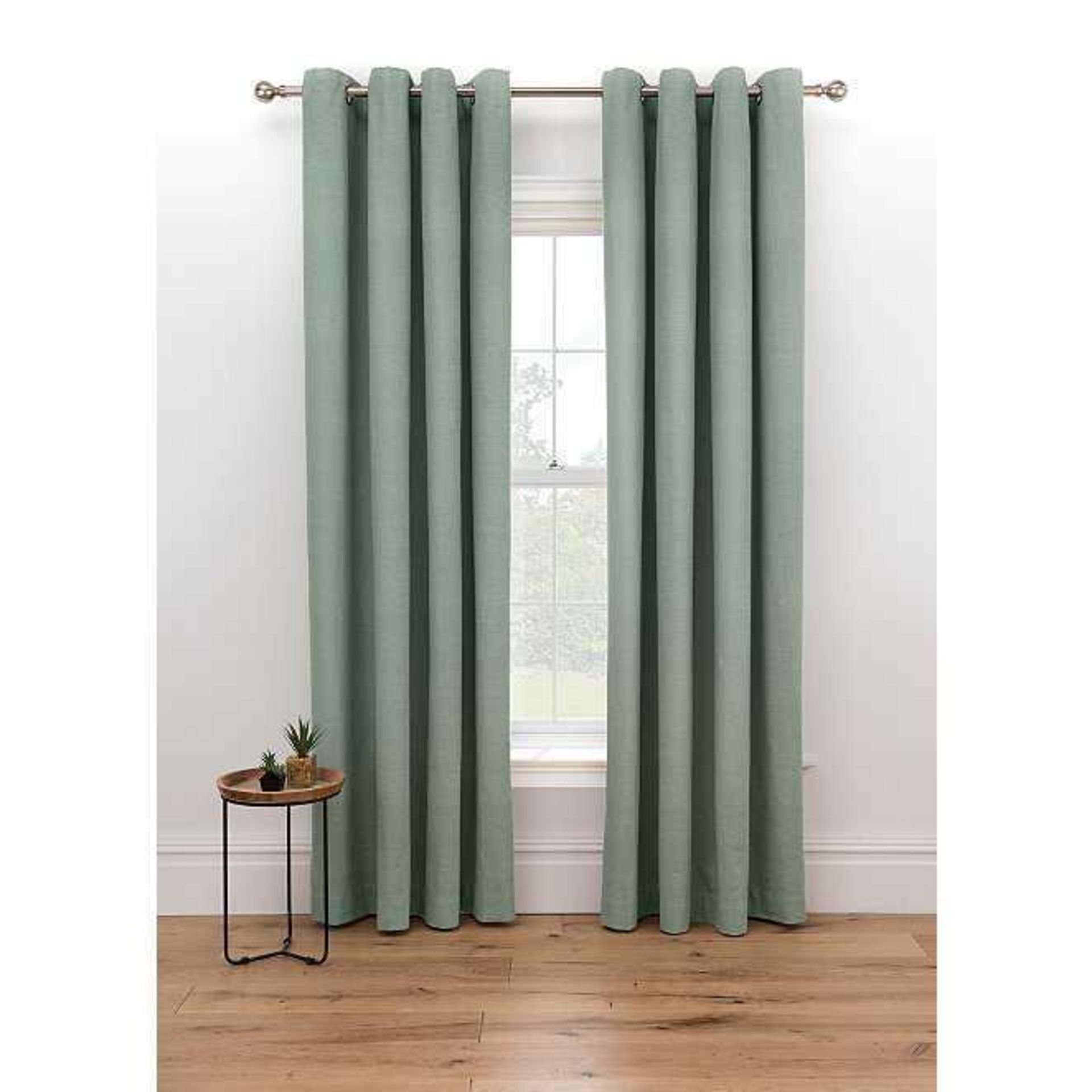 RRP £110 Bagged Fully Lined Eyelet Curtains By Debenhams Home Collection In Sage Green - Image 2 of 2