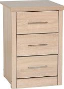 RRP £65 Boxed Maliyah 3 Drawer Bedside Table