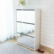 RRP £75 Boxed Welham 3 Door Mirrored Shoe Cabinet