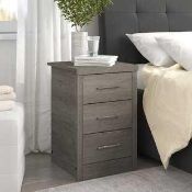 RRP £55 Boxed Mercury Row Kelton 3 Drawer Bedside Table