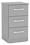 RRP £100 Boxed Lynx 3 Drawer Bedside Table In Grey