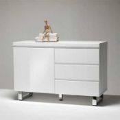RRP £400 Boxed Furniture In Fashion Sydney Small 3 Drawer 1 Door White Gloss Sideboard