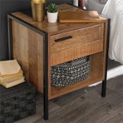 RRP £75 Boxed Hoxton Vintage Wood/Black Bedside Cabinet