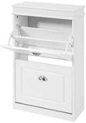 RRP £120 Boxed Sobuy White Shoe Storage Cabinet