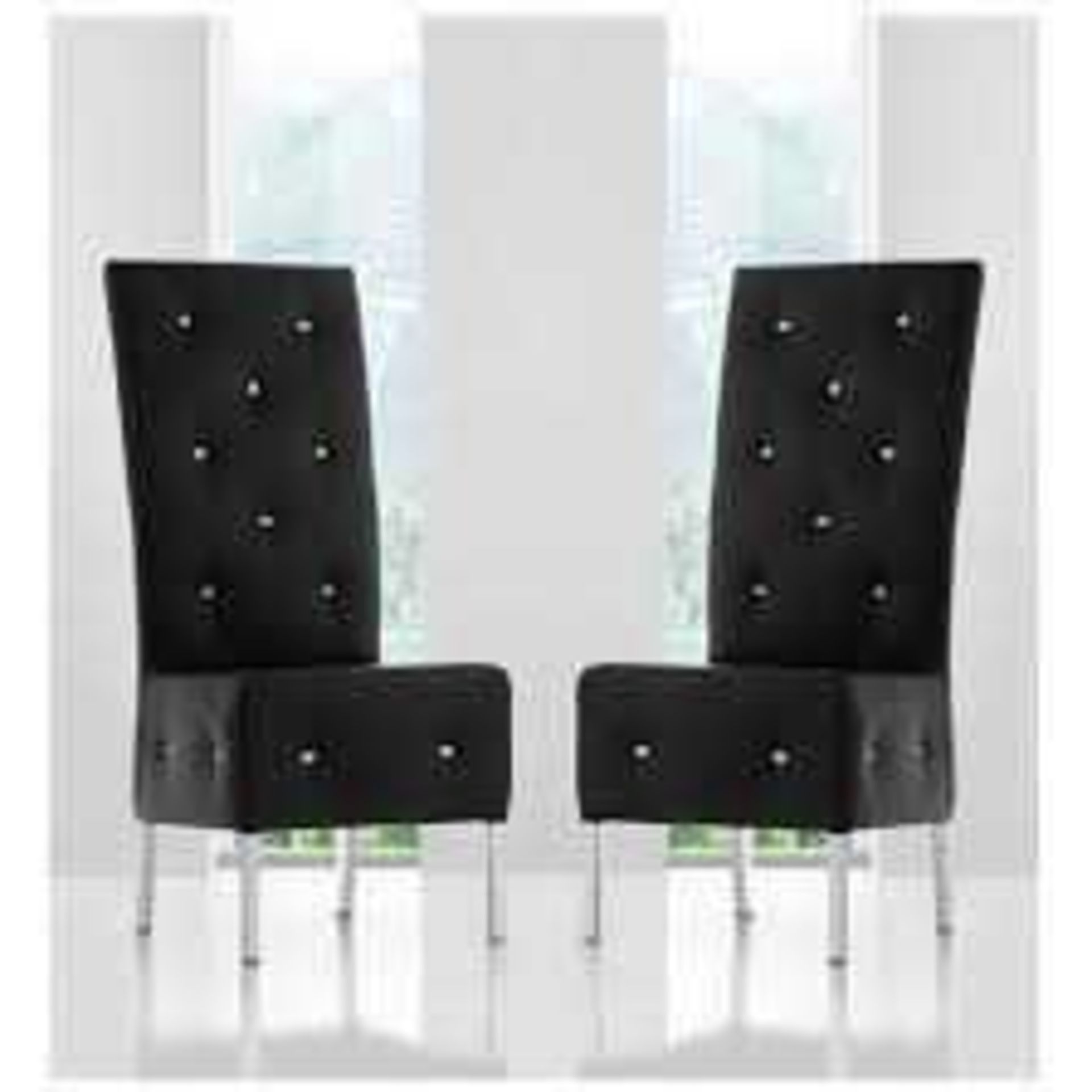 RRP £360 Boxed Furniture In Fashion Set Of 4 Asam Diamante Studded Black Faux Dining Chairs