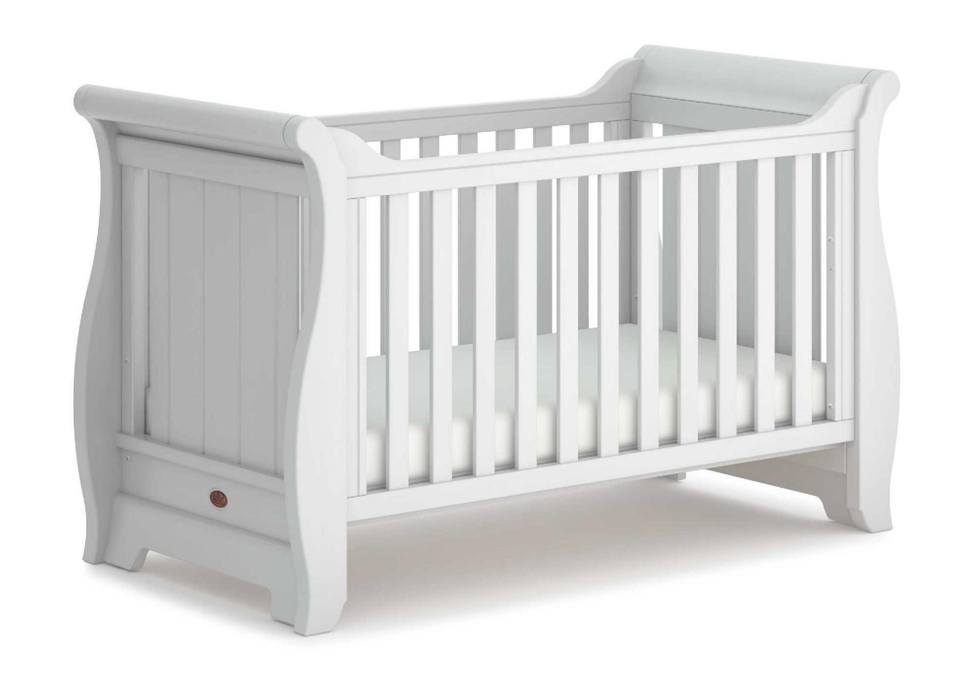 RRP £149 Boxed 4Baby White Wooden Sleigh Cot Bed