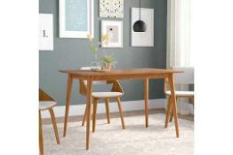 RRP £270 Boxed Brayden Studio Goodyear Mid Century Solid Wooden Dining Table