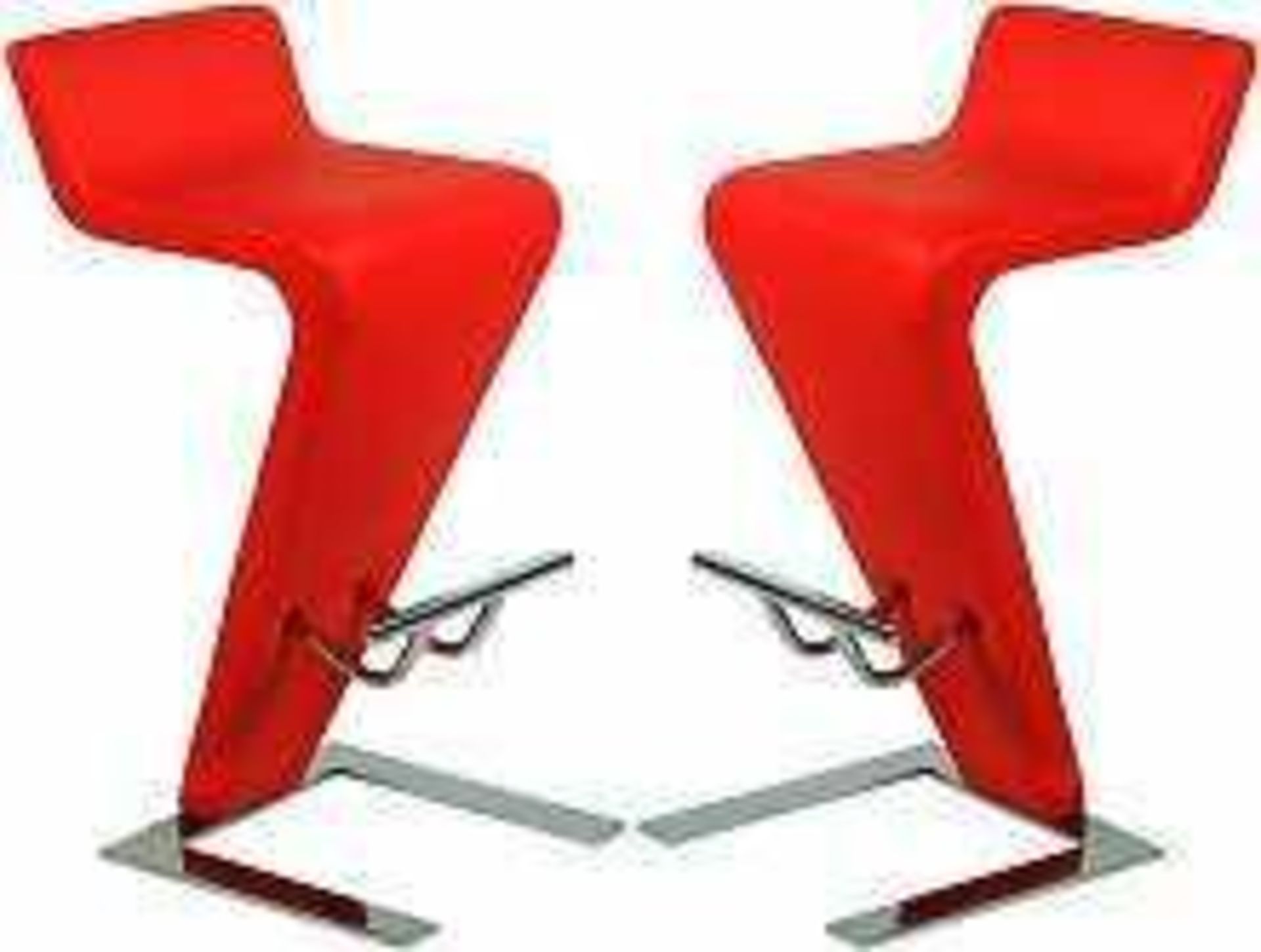 RRP £200 Boxed Furniture In Fashion Set Of 2 Farello Red Bar Stools