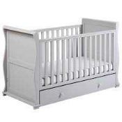 RRP £149 Boxed 4Baby Grey Wooden Sleigh Cot Bed