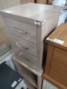 RRP £249 Matching Set To Include A Light Oak/Grey 3 Drawer Bedside Cabinet And A 2 Tier Bookcase