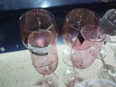 RRP £50 Set Of 4 Luxury Dartington Crystal Rose Coloured Assorted Glassware To Include Champagne Fl