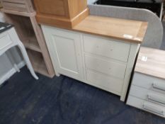 RRP £249 Cream 1 Door 3 Drawer Solid Sideboard Unit