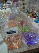 RRP £55 Set Of 6 Lav Glassware Designer Coloured Glass Whiskey/Spirit Glasses