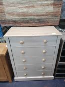 RRP £450 Sourced From A High End Furniture Store 6 Draw Cream Wooden Oak Top Chest Of Drawers