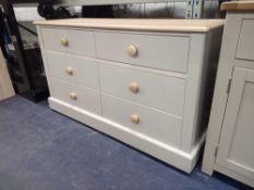 RRP £450 Sourced From A High End Furniture Store 6 Draw Cream Wooden Oak Top Sideboard
