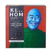 RRP £45 Boxed Ken Hom 4-Piece Carbon Steel Wok Set