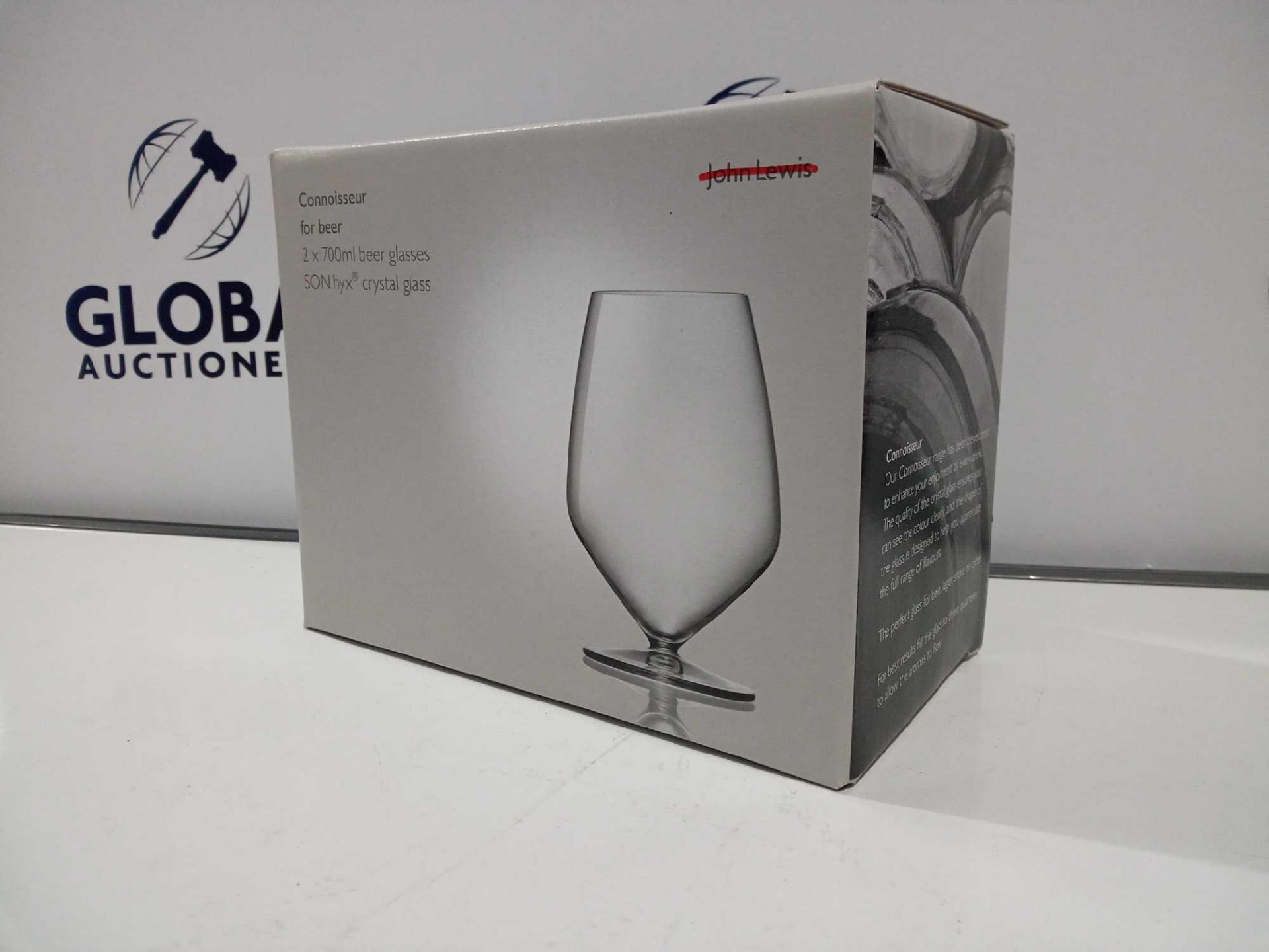 RRP £25 Each Boxed John Lewis Connoisseur For Beer Set Of 2 Crystal Beer Glasses