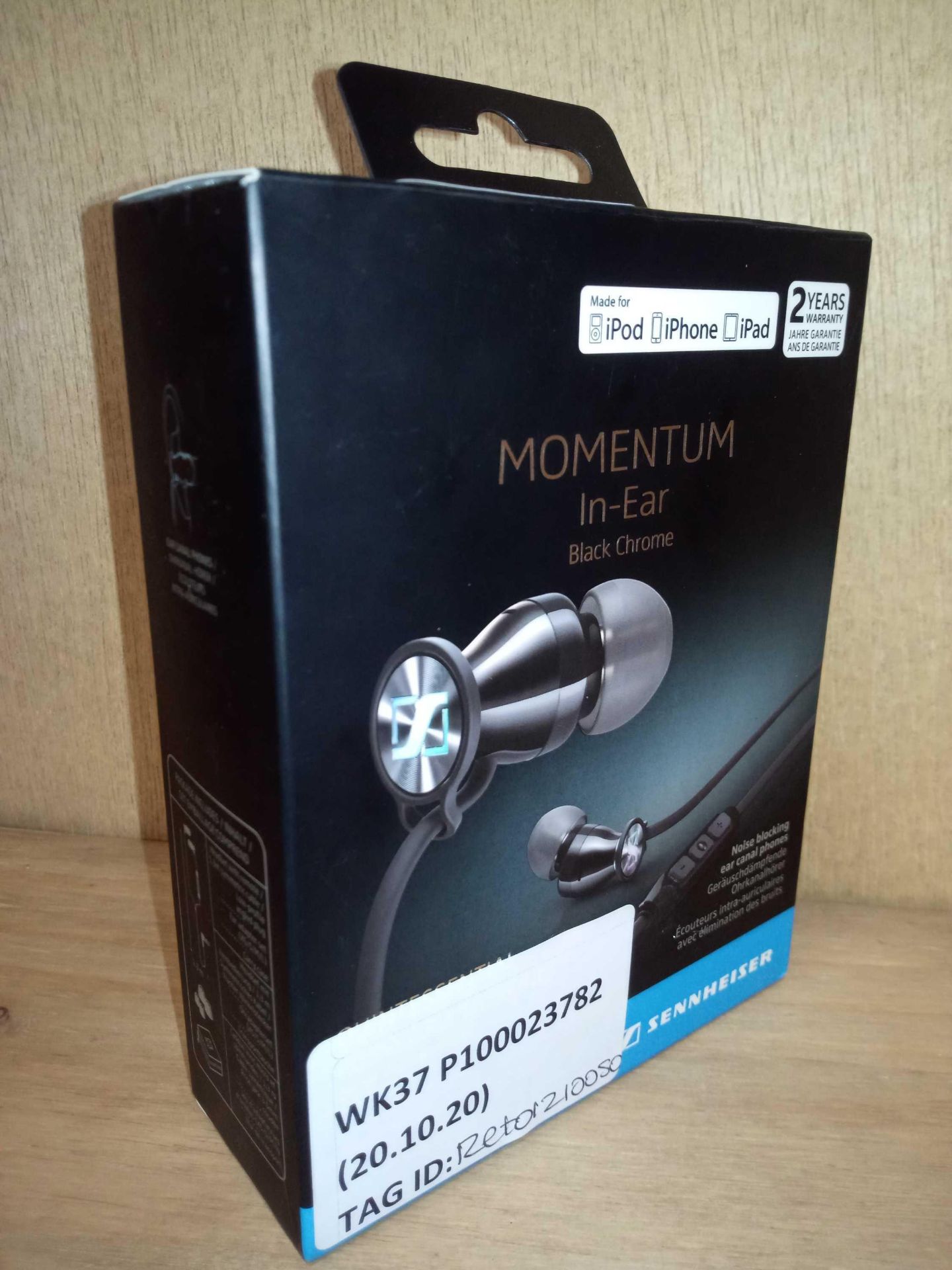 RRP £80 Boxed Sennheiser Momentum In Ear Black Chrome Earphones