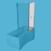 RRP £780 Boxed Liberty P Shower Bath Rise And Fall Curved Shower Screen And Bath Suite