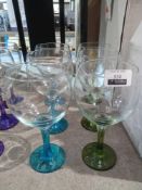 RRP £70 Set Of 6 Lav Glassware Designer Colour Stained Large Wine Glasses