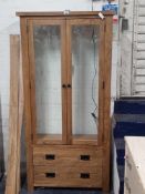 RRP £1500 Sourced From A High End Furniture Store Tall Standing 2 Door Oak Cabinet With Light