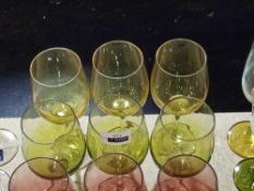 RRP £50 Set Of 6 Lav Glassware Designer Coloured Medium Sized Wine Glasses