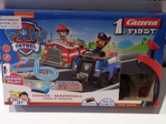 RRP £40 Boxed Carrera First Paw Patrol Chase And Marshall Race And Rescue