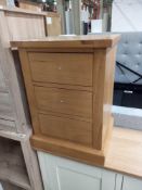 RRP £149 Stained Oak 3 Drawer Bedside Cabinet