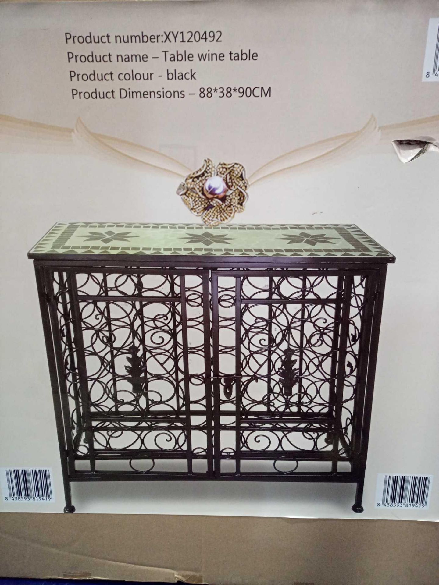RRP £200 Boxed Table Wine Table With Jewel And Mosaic Tile Design