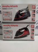 RRP £80 Each Boxed Morphy Richards Turbosteam Pro High-Performance Irons