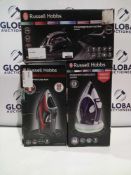 RRP £50 To £60 Box Assorted Russell Hobbs Ions To Include Powersteam Ultra And Freedom Cordless