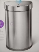 RRP £150 Boxed Simplehuman Nano Silver Touch Smart Bin