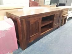 RRP £170 Dark Wood Solid Wooden Tv Media Stand (In Need Of Attention)