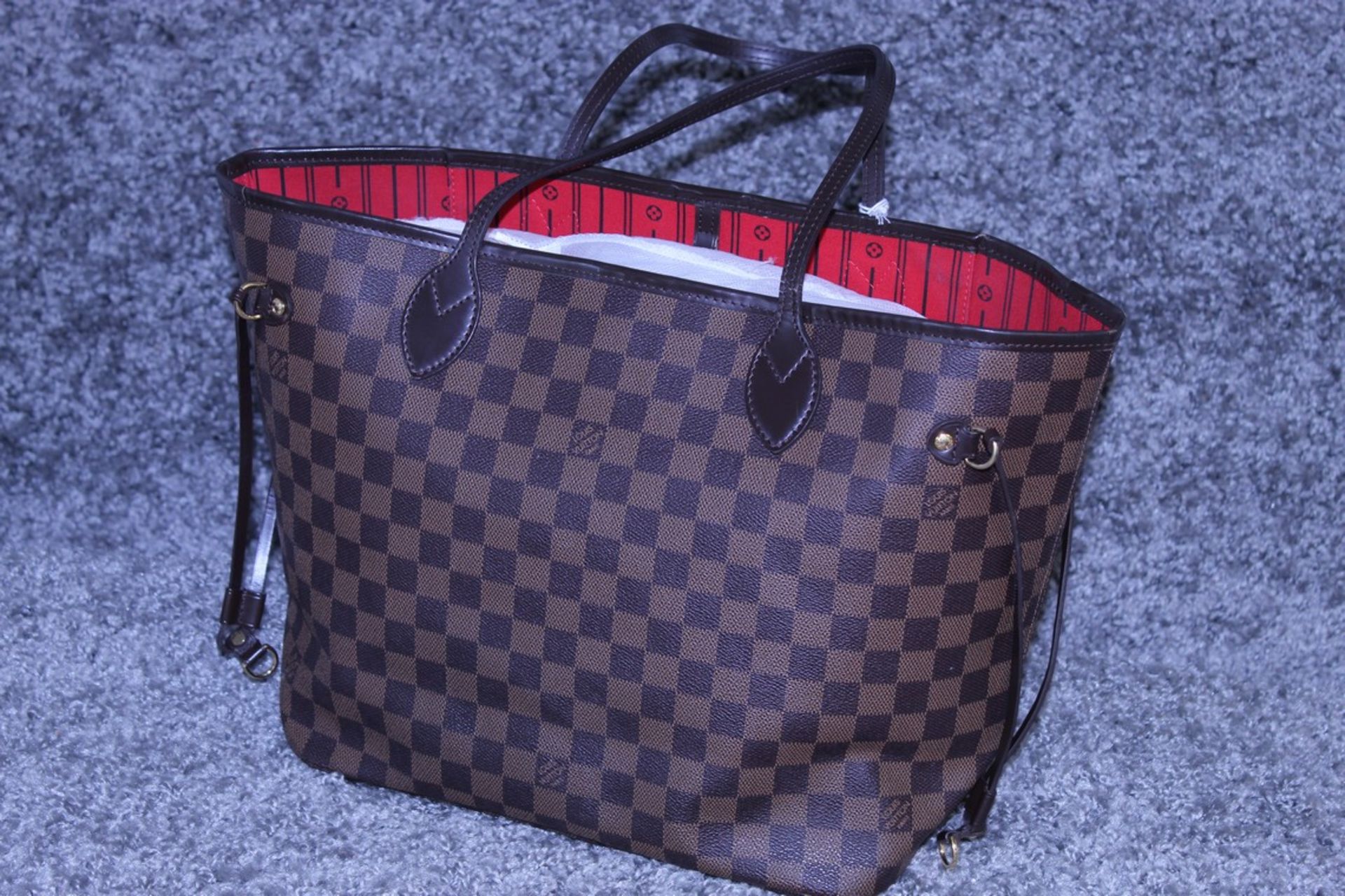 RRP £1300 Louis Vuitton Neverfull Shoulder Bag In Brown Coated Canvas With Vachetta Handles ( - Image 3 of 5