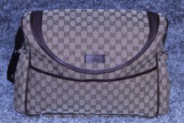 RRP £1,200 Gucci Original Diaper Bag, Beige/Dark Brown Monogramme Canvas, 36X28X12Cm (Production