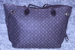 RRP £1,500 Louis Vuitton Neverfull Shoulder Bag, Black Canvas Monogram Idylle Material, Black