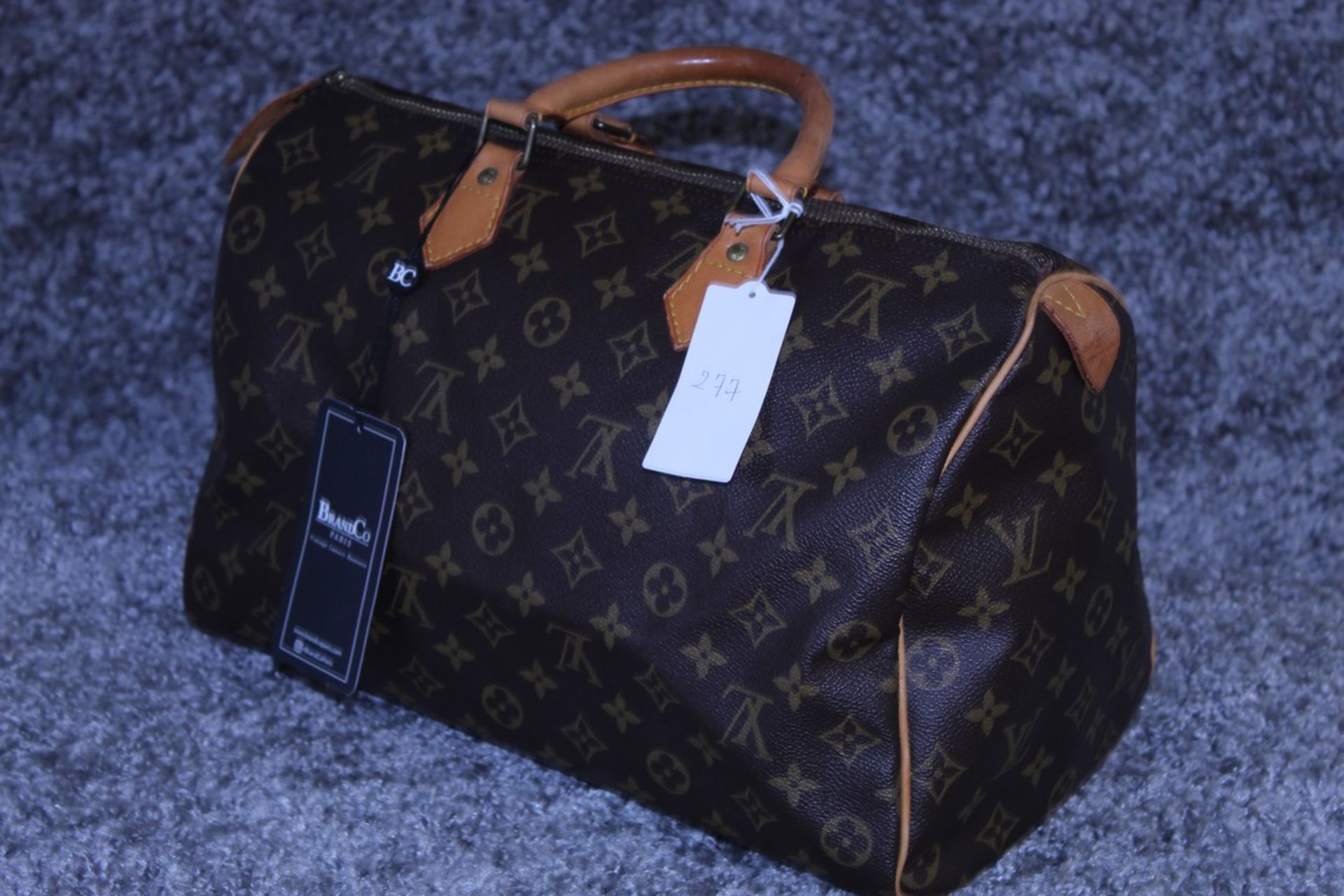 RRP £1100 Louis Vuitton Speedy Brown Coated Monogram Canvas Handbag With Vachetta Handles ( - Image 3 of 4