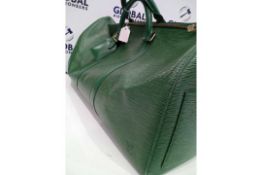 RRP £1450 Louis Vuitton Keepall 50 Green Calf Leather Epi Green Leather Golden Brass Travel Bag (