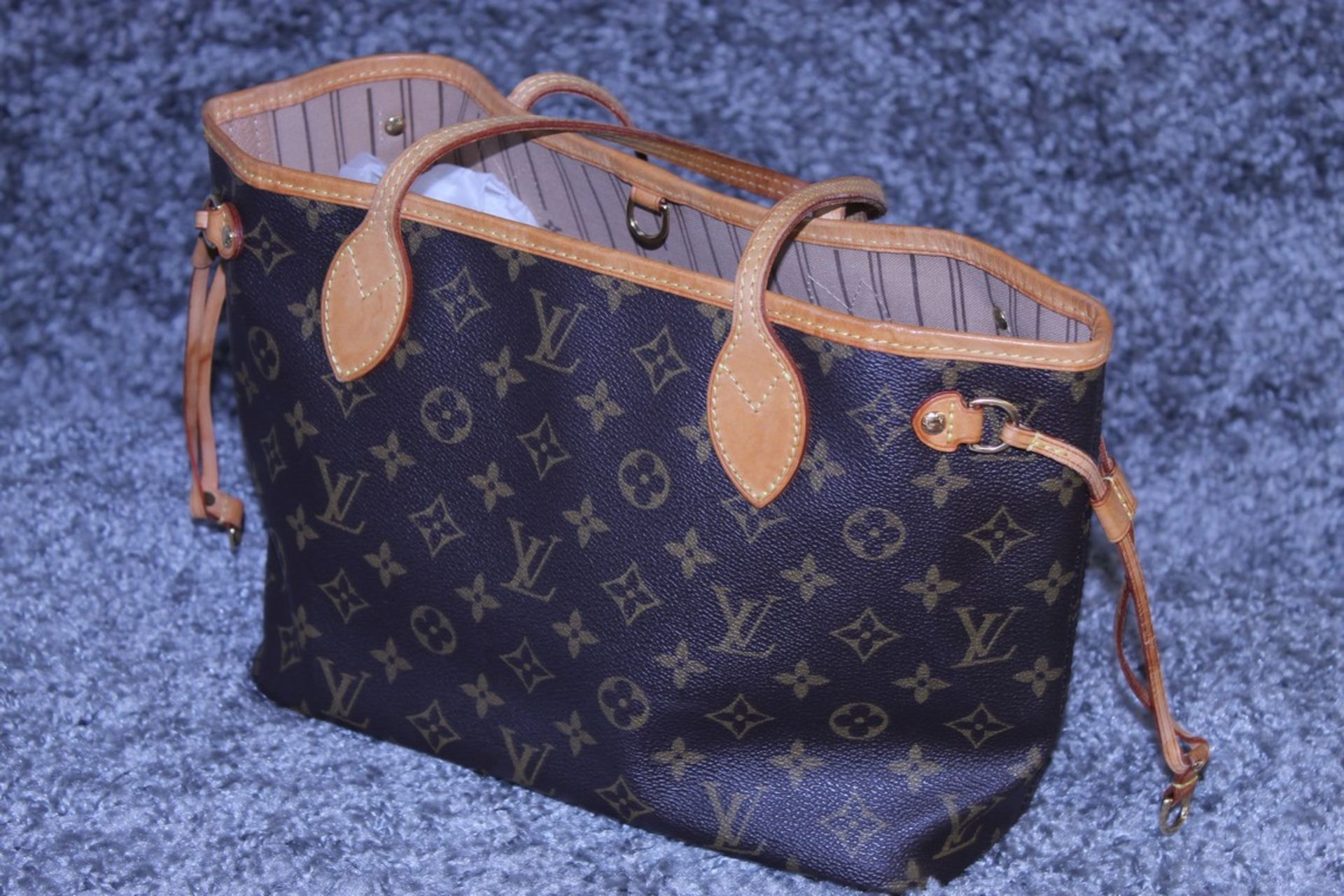 RRP £1500 Louis Vuitton Neverfull Handbag In Brown Coated Monogram Canvas With Vachetta Handle ( - Image 3 of 6