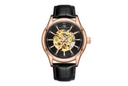RRP £550 Mens Henry Bridges Infinity Rose Watch, Leather Strap